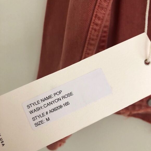 NWT AMO denim jean jacket Size M distressed rust coral Country Nashville Rodeo - Picture 10 of 16